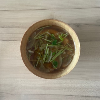 新生姜煮炒めの豆苗汁